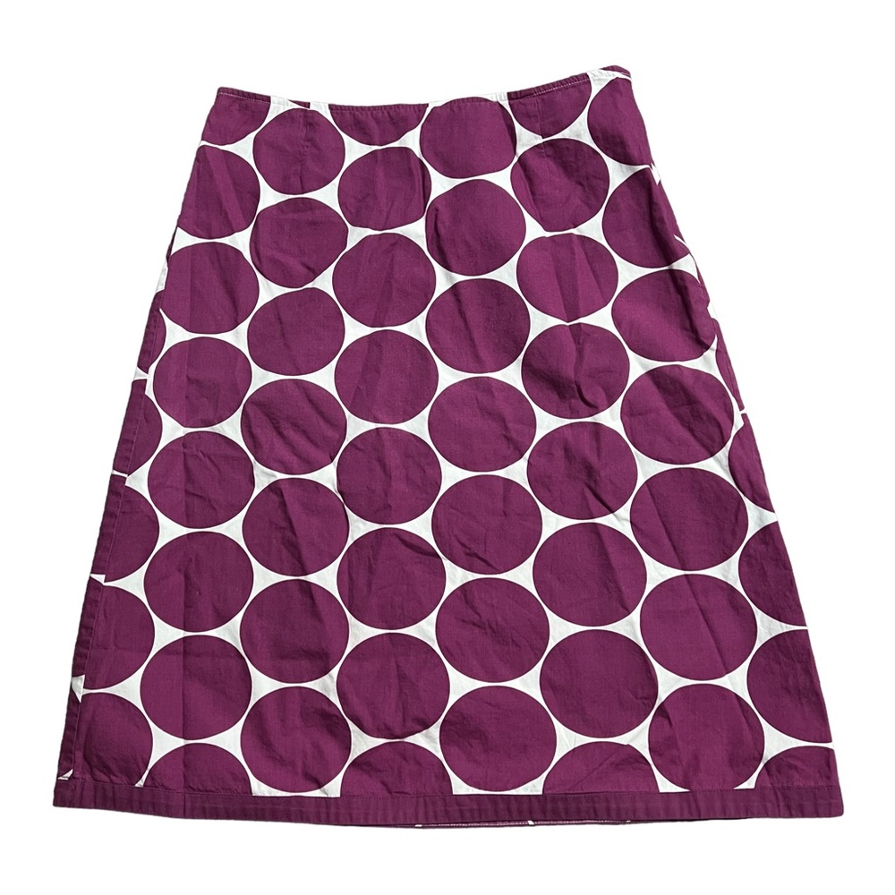 *Flawed* Boden Purple Circle Polka Dot Print Cotton A-Line Skirt Size 8R WG249